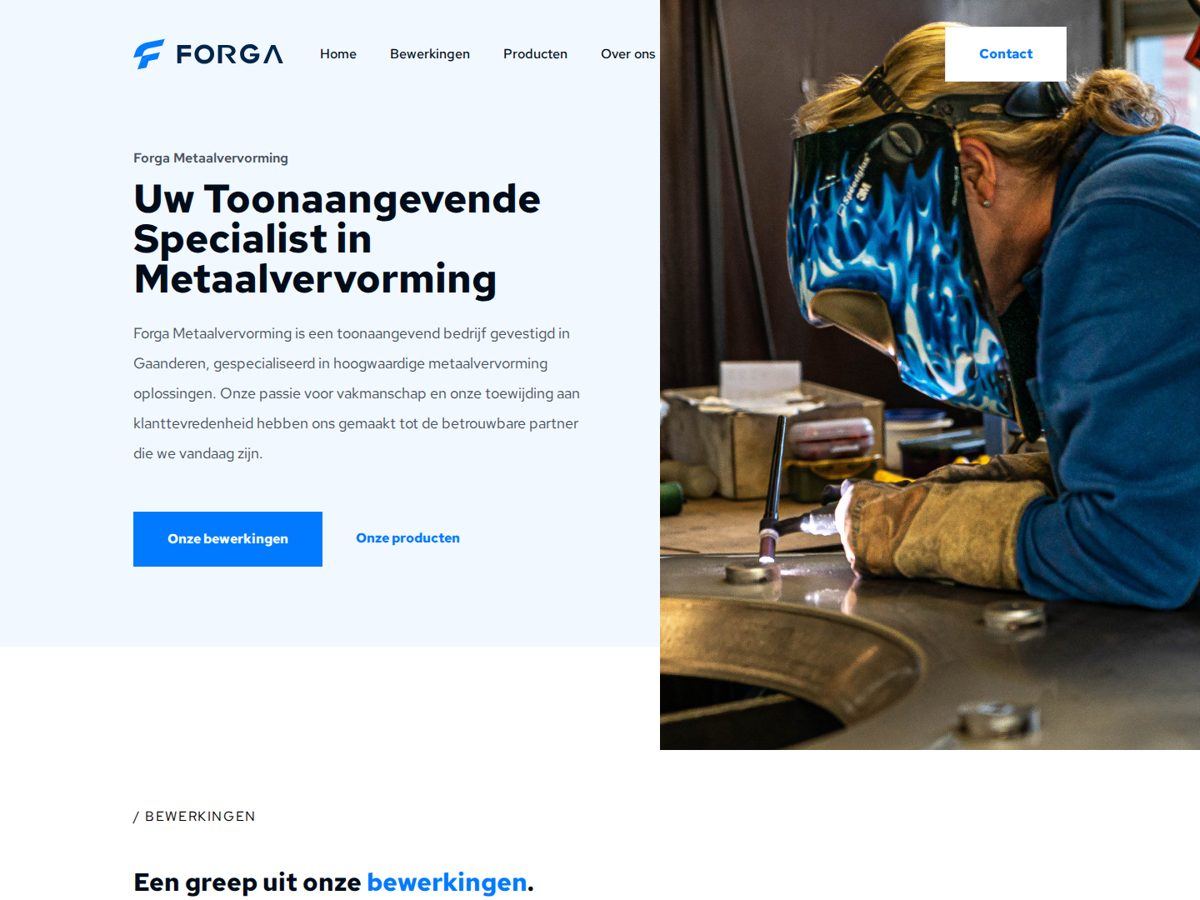 Homepage van forga.nl, ontworpen en gebouwd door Animates