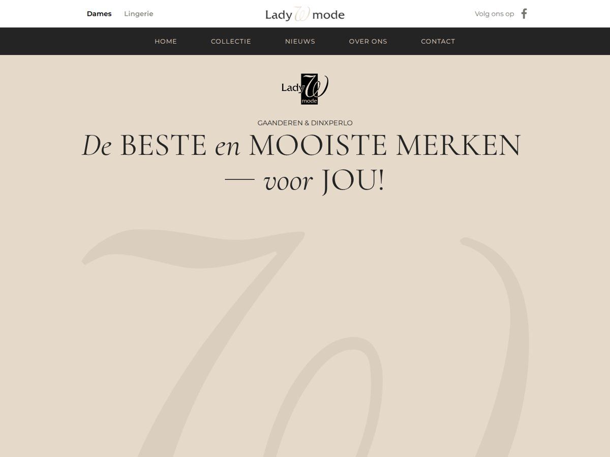 Homepage van ladywmode.nl, ontworpen en gebouwd door Animates