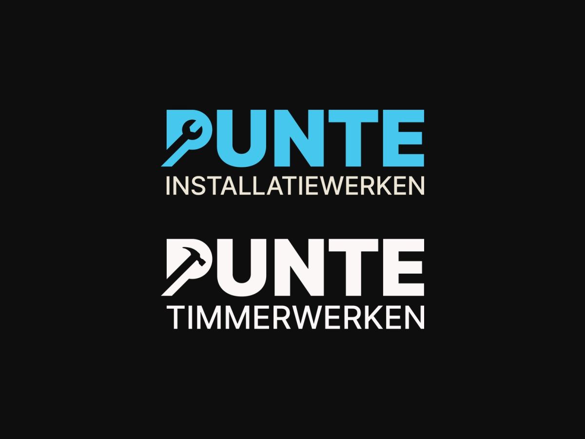 Logo's en huisstijl voor Punte Installatiewerken en Punte Timmerwerken